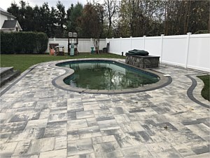 nicolock Oceanic blue alpine contemporary smooth pool patio natural stone veneer bluestone steps syosset